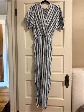 Striped Green, blue and White One-Piece pant suit